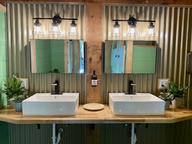 Bathroom Sinks and mirrors at campground